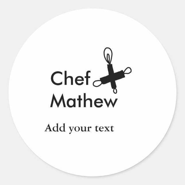 Adesivo Redondo Chef cozinheiro adiciona nome SMS homens padaria d (Frente)