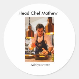 Adesivo Redondo Chef cozinheiro adiciona nome SMS homens padaria d