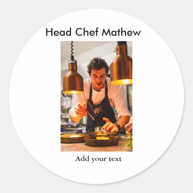Adesivo Redondo Chef cozinheiro adiciona nome SMS homens padaria d (Frente)