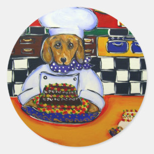 Adesivo Redondo Chef Dachshund