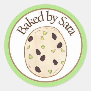 Adesivo Redondo Chef De Cookie De Pão Atalhado Fabricado Em Casa