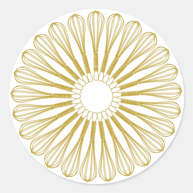 Adesivo Redondo Chef de cozinha de panificação Whisk (Frente)