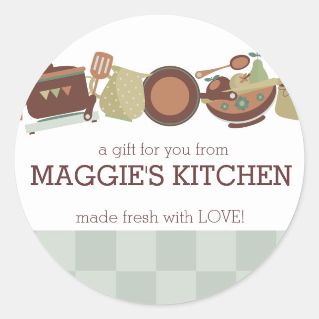 Adesivo Redondo Chef de cozinha pote panela utensílios cozinhar ca (Frente)