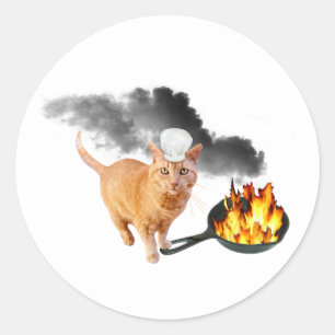 Adesivo Redondo Chef de Gato com Pan-Stickers