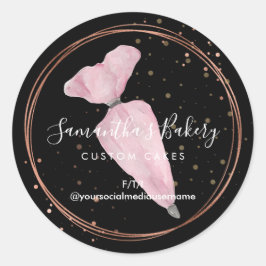 Adesivo Redondo Chef de pastelaria de pastelaria de Bolinhas negra