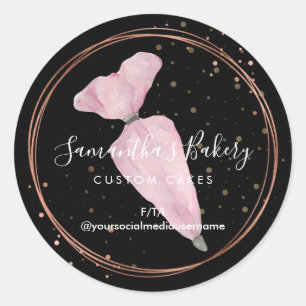 Adesivo Redondo Chef de pastelaria de pastelaria de Bolinhas negra