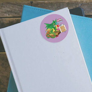 Adesivo Redondo Chef de pastelaria do Dragão Verde