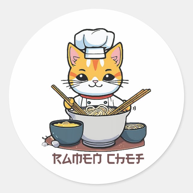 Adesivo Redondo Chef de Ramen (Frente)