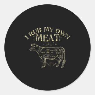 Adesivo Redondo Chef Engraçado de Churrasco Tee... eu esfrego minh