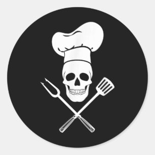 Adesivo Redondo Chef Hat Cook Skull Kitchen Barbecue - Ferramentas