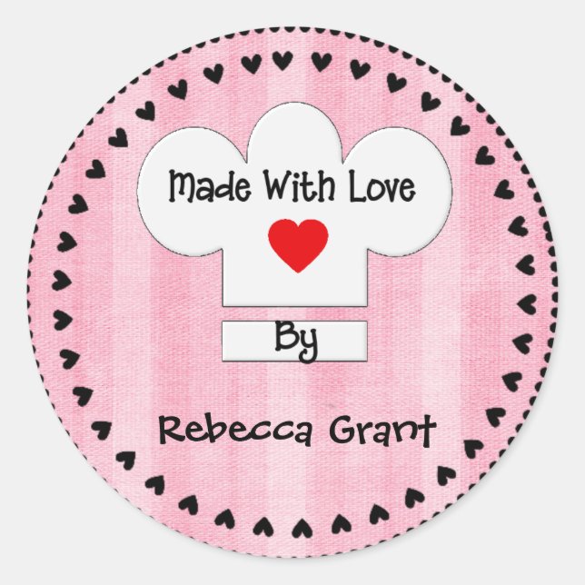 Adesivo Redondo Chef Hat Feito com Love Sticker (Frente)