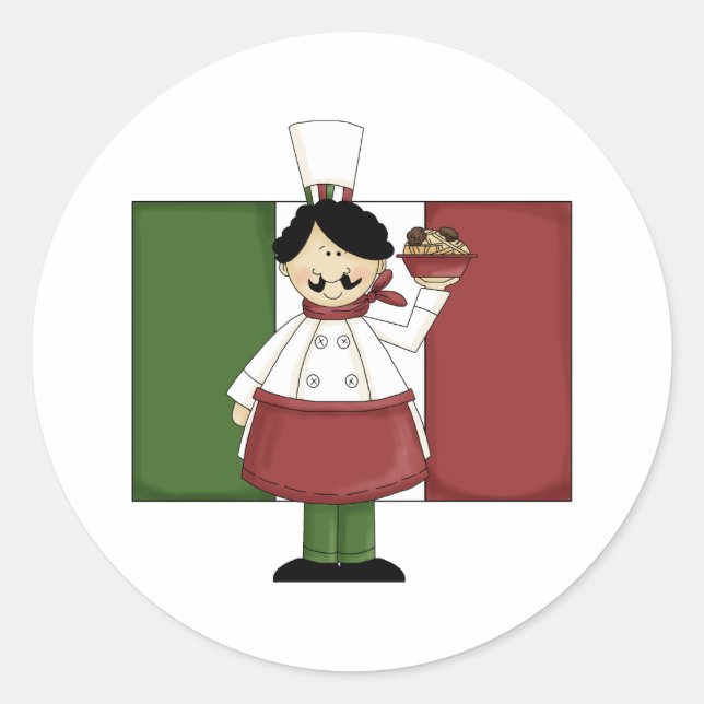 Adesivo Redondo Chef Italiano - Personalizável (Frente)