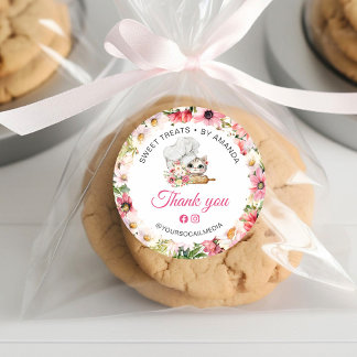 Adesivo Redondo Chef Kitten Bakery Thank you