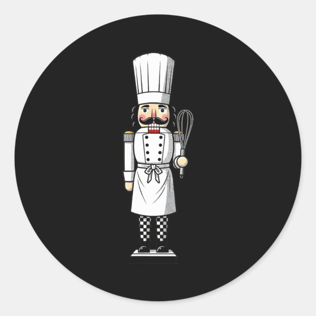 Adesivo Redondo Chef Nutcracker Cook Hat Xmas  (Frente)