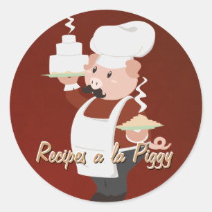 Adesivo Redondo Chef Piggy Stickers