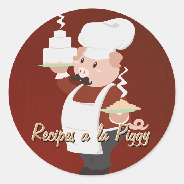 Adesivo Redondo Chef Piggy Stickers (Frente)