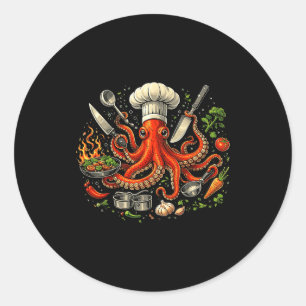 Adesivo Redondo Chef polvo polvo engraçado cozinhando sous chef co