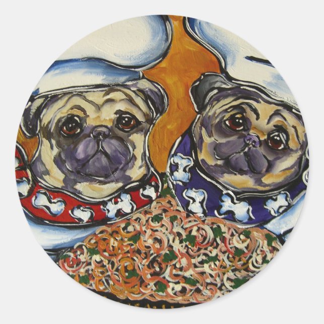 Adesivo Redondo Chef Pug (Frente)