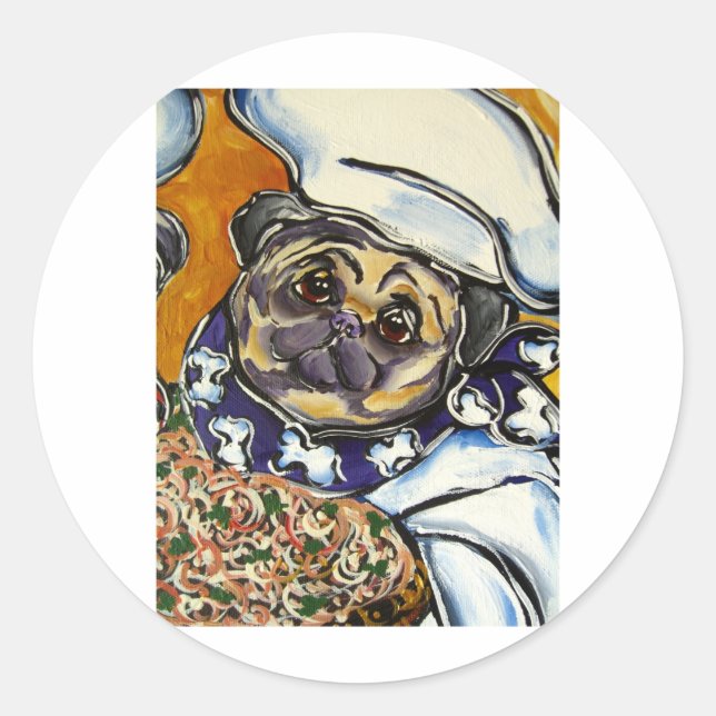Adesivo Redondo Chef Pug (Frente)