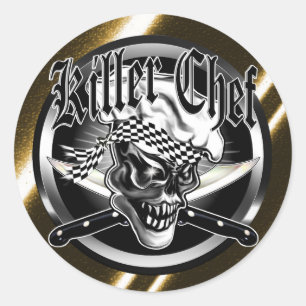 Adesivo Redondo Chef Skull 5