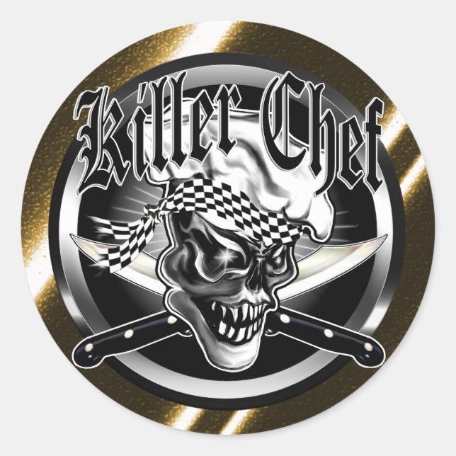 Adesivo Redondo Chef Skull 5 (Frente)