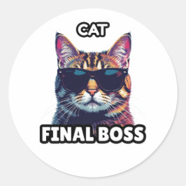 Adesivo Redondo Chefe Final Gato