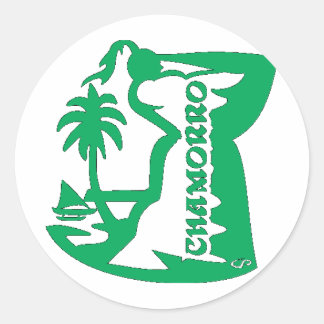 Adesivo Redondo Chefe segurando uma pedra latta. Fecho de guam.