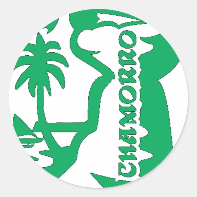 Adesivo Redondo Chefe segurando uma pedra latta. Fecho de guam. (Frente)