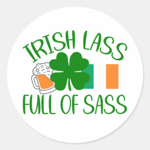 Adesivo Redondo Cheio irlandês de Sass ☘️ 💁 ♀️