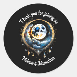 Adesivo Redondo Cheio lua estrelada céu celestial