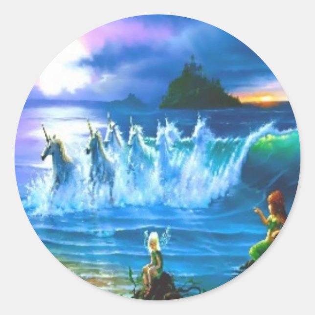 Adesivo Redondo Cheio Oceânico De Autocolantes (Frente)