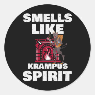 Adesivo Redondo Cheira Como Krampus Espírito Natal Demônio do Horr