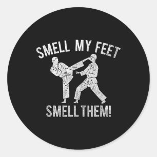 Adesivo Redondo Cheira Minha Camisa De Karate Feet Engraçada