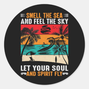 Adesivo Redondo Cheire o mar e sinta que o céu deixa sua alma gira