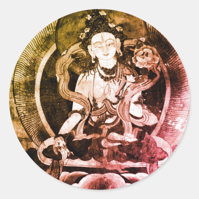 Adesivo Redondo Chenrezer Buda, Vintage Heruka, Tibete (Frente)