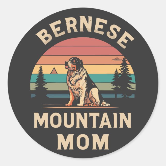 Adesivo Redondo Cherish Your Love: Bernese Mountain Dog Mãe (Frente)