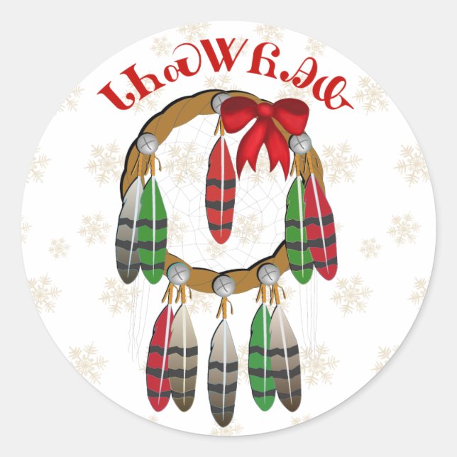Adesivo Redondo Cherokee Christmas Dream Catcher (Frente)