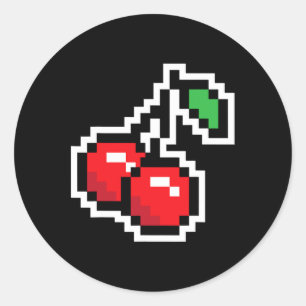 Adesivo Redondo Cherries 80s Vídeo Game Halloween Figurume Easy Gr