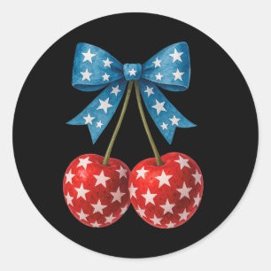 Adesivo Redondo Cherries American Flag Coquette Arco Cherry 4th