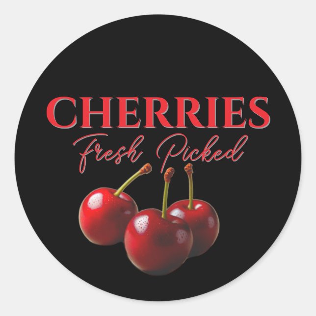 Adesivo Redondo Cherries fresh picked  (Frente)