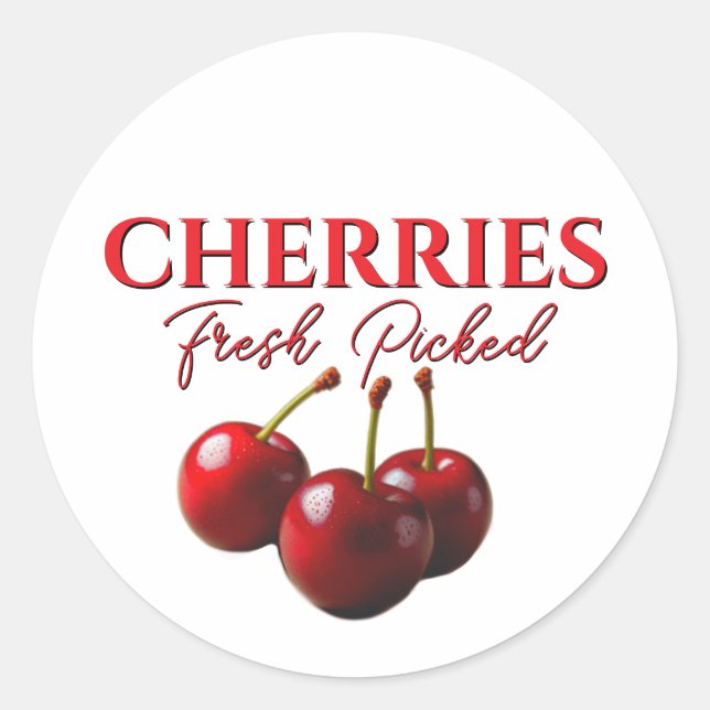Adesivo Redondo Cherries fresh picked  (Frente)