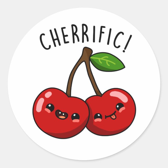 Adesivo Redondo Cherrific Funny Red Cherry Pun (Frente)