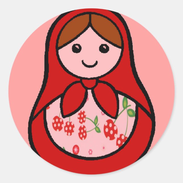 Adesivo Redondo Cherry Babuska Stickers (Frente)