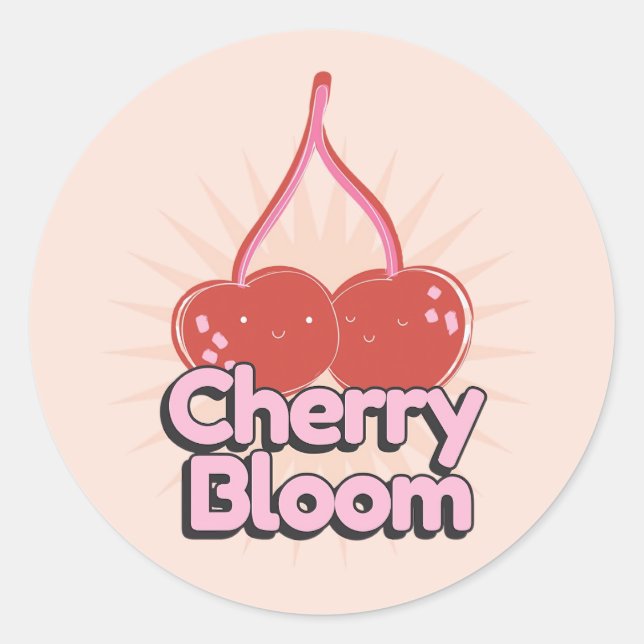 Adesivo Redondo Cherry Bloom Sticker (Frente)