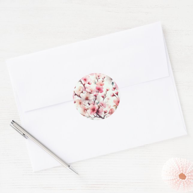 Adesivo Redondo Cherry Blossom (Envelope)