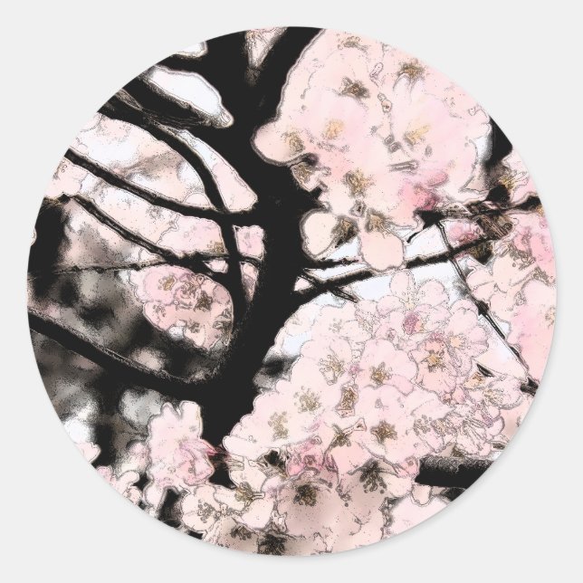 Adesivo Redondo Cherry Blossom Editado (Frente)