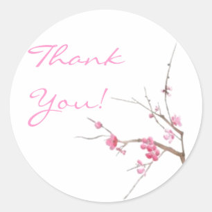Adesivo Redondo Cherry Blossom Obrigado Sticker