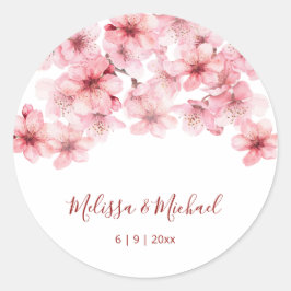 Adesivo Redondo Cherry Blossom Pink White Wedding