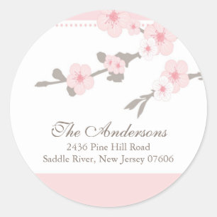 Adesivo Redondo Cherry Blossom Return Address Sticker