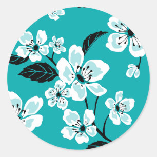 ADESIVO REDONDO CHERRY BLOSSOM - SAKURA (TEAL)